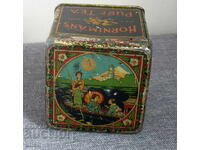 Cutie veche litografiată din tablă pentru ceai Hornimans