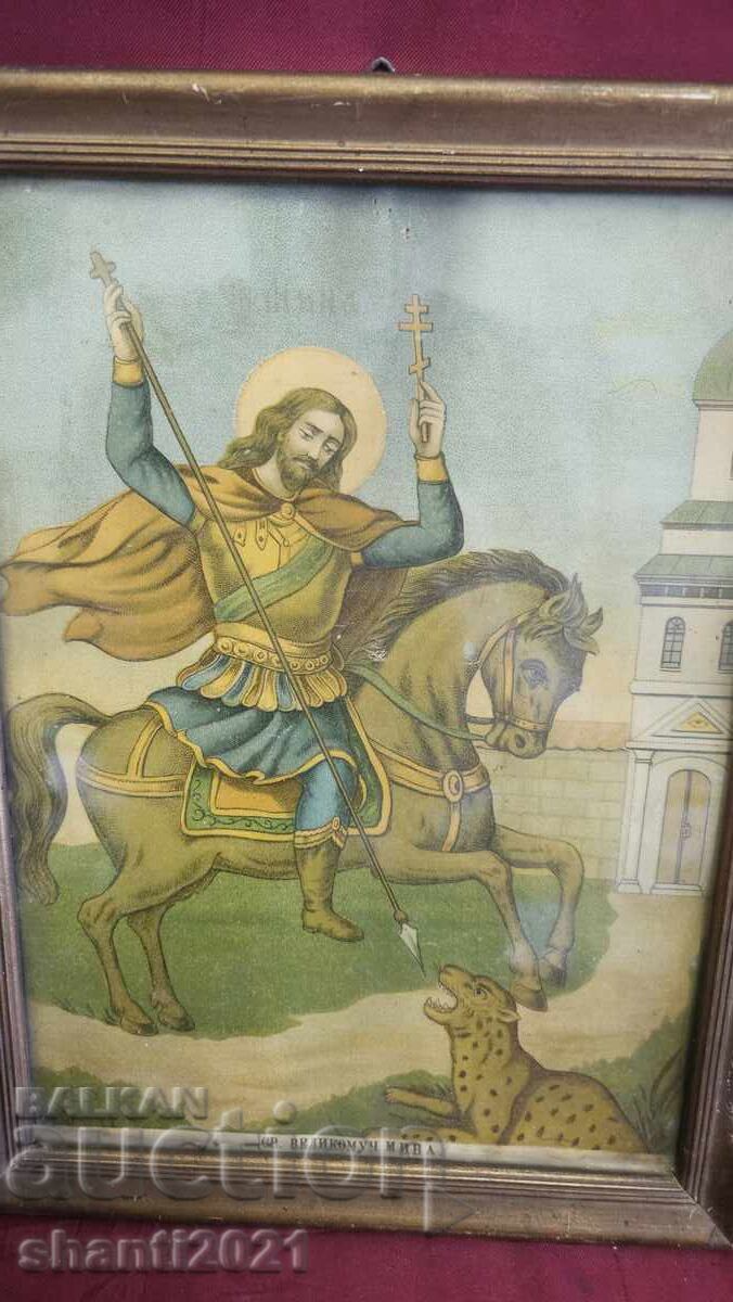 Стара литография Свети Мина 28х22см. - 5 Стара литография Свети Мина 28х22см. - 5