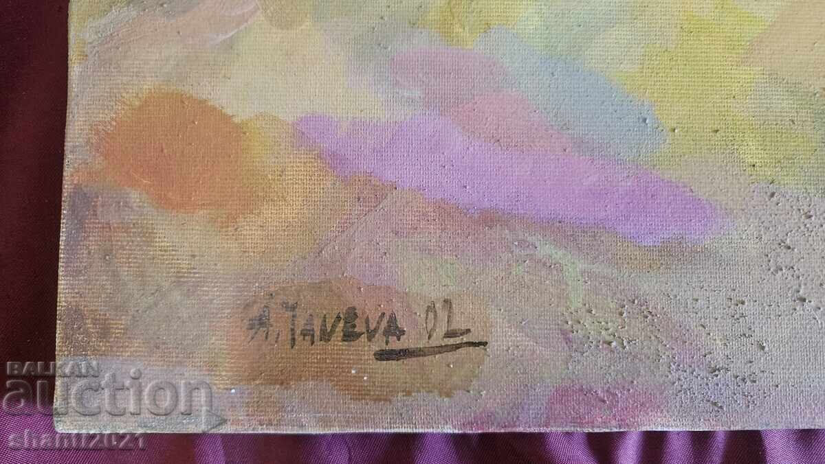 Auction Beautiful oil painting, canvas, signed - A.TANEVA, 55x32cm Auction Beautiful oil painting, canvas, signed - A.TANEVA, 55x32cm