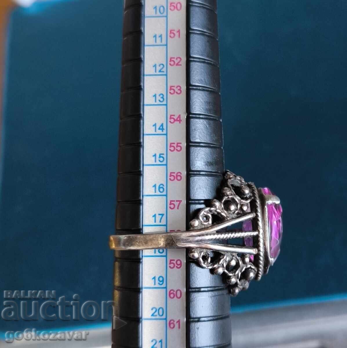 Σοβιετικό αστέρι υπέροχο ασημένιο 875 δαχτυλίδι, ζαφείρι! Για κυρίες - 5