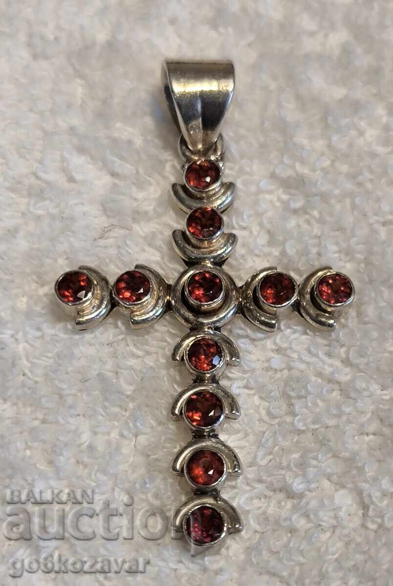 Cross Silver, Bohemian Garnet ! ! ! Big Beautiful ! ! ! with price € 90.00 | 176.02 BGN Cross Silver, Bohemian Garnet ! ! ! Big Beautiful ! ! ! with price € 90.00 | 176.02 BGN