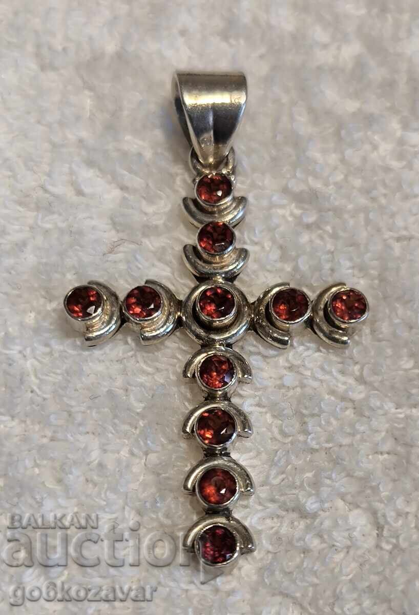 Cross Silver, Bohemian Garnet ! ! ! Big Beautiful ! ! ! Cross Silver, Bohemian Garnet ! ! ! Big Beautiful ! ! !