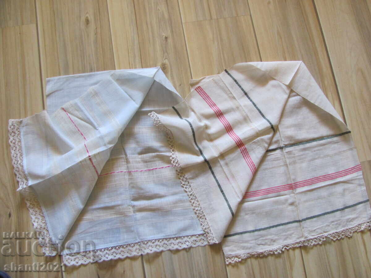 19в. кърпа, месал, ръчно тъкан кенар , дантела, 96х36см./2бр с цена 24.50 лв. | € 12.53