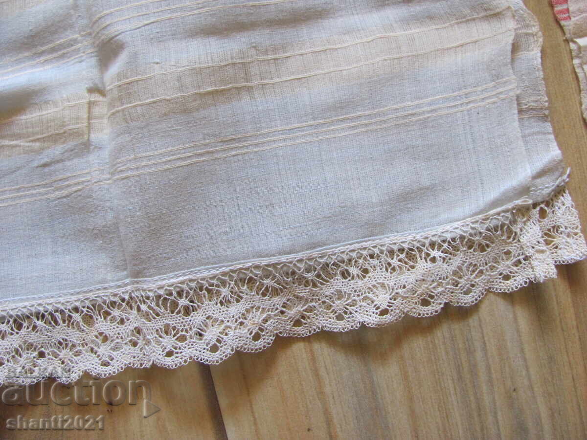 Доставка на 19в. кърпа, месал, ръчно тъкан кенар , дантела, 96х36см./2бр
