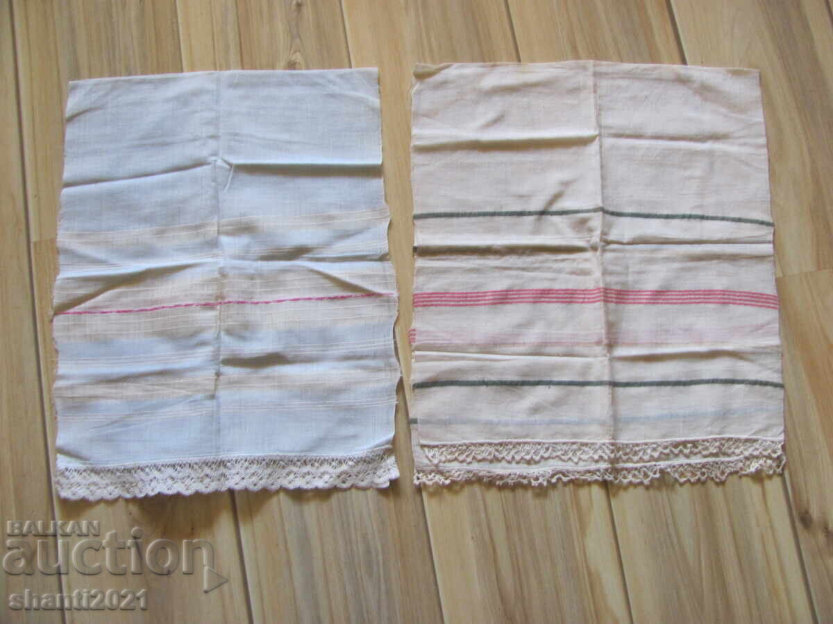 19в. кърпа, месал, ръчно тъкан кенар , дантела, 96х36см./2бр