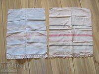 19ος αι. πετσέτα, μαντήλι, χειροποίητο υφαντό κανάρι, δαντέλα, 96x36εκ./2τμχ