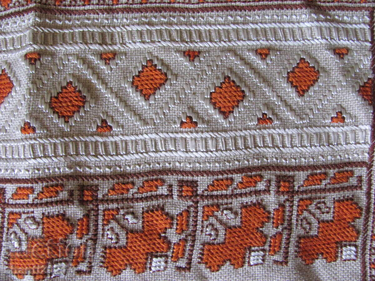 Δημοπρασία Βίντατζ χειροποίητο κέντημα καρέ, τραπεζομάντηλο, 73x40εκ