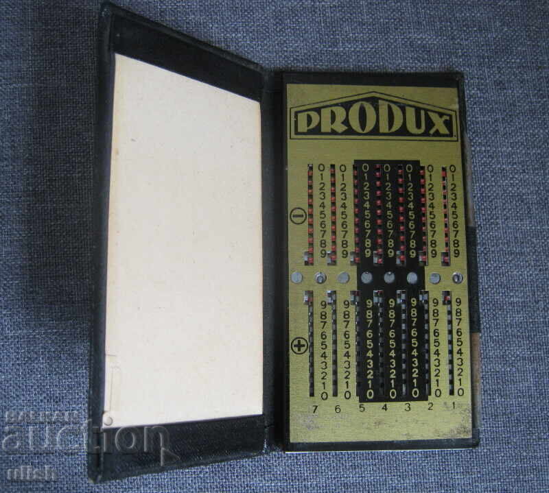 Old mechanical arithmetic calculator notebook Produx with price 30.00 BGN | € 15.34