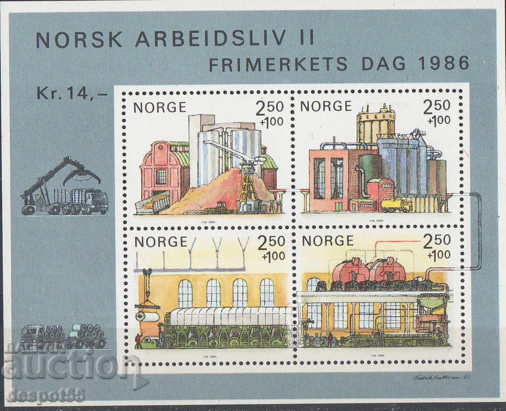 1986. Norvegia. Comerț - industria hârtiei. Bloc 1986. Norvegia. Comerț - industria hârtiei. Bloc