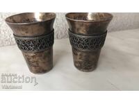 Old silver-plated cups, filigree, liqueur, melchior, Yummet, USSR