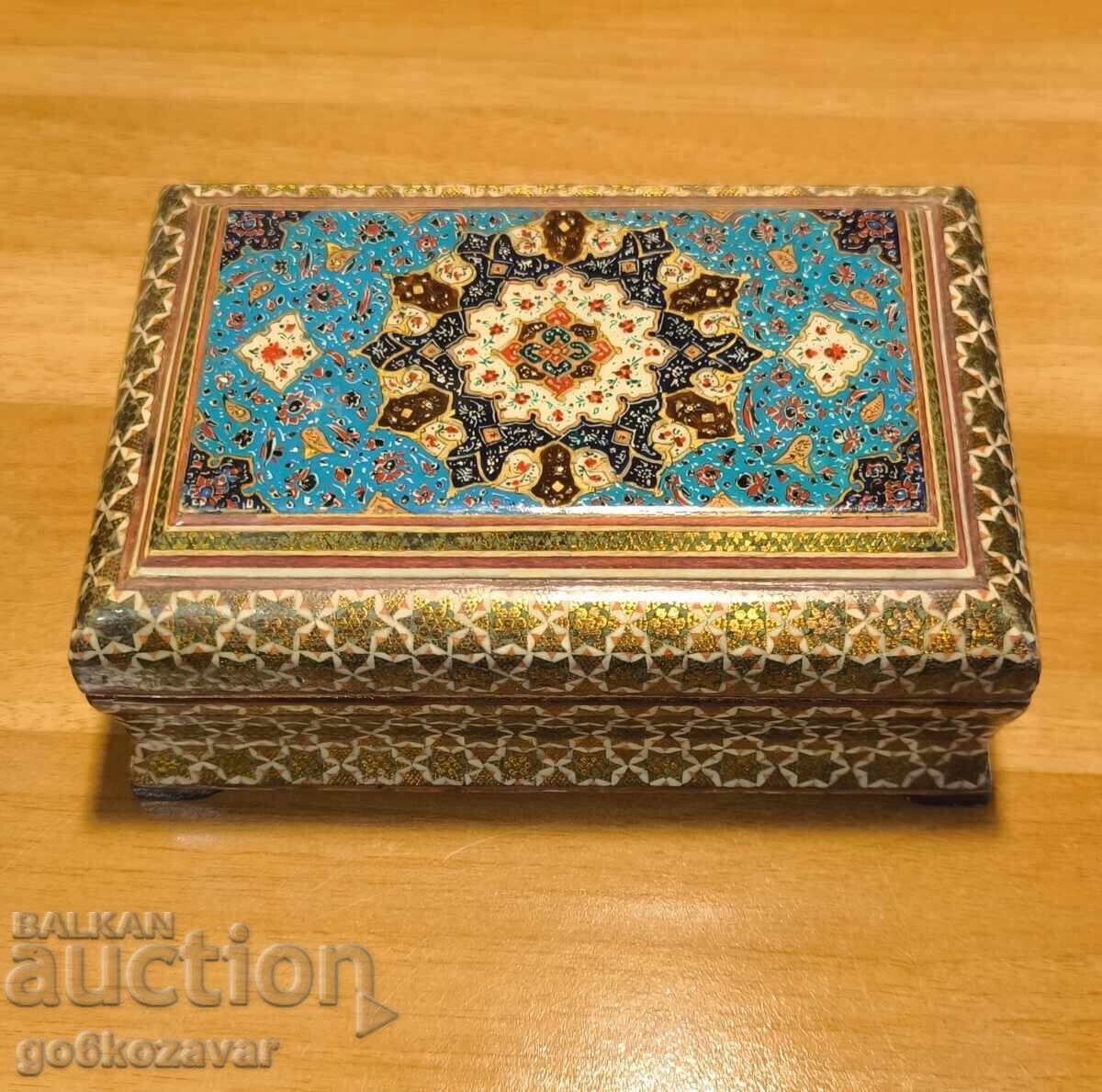 Persian hand-painted inlaid jewelry box!