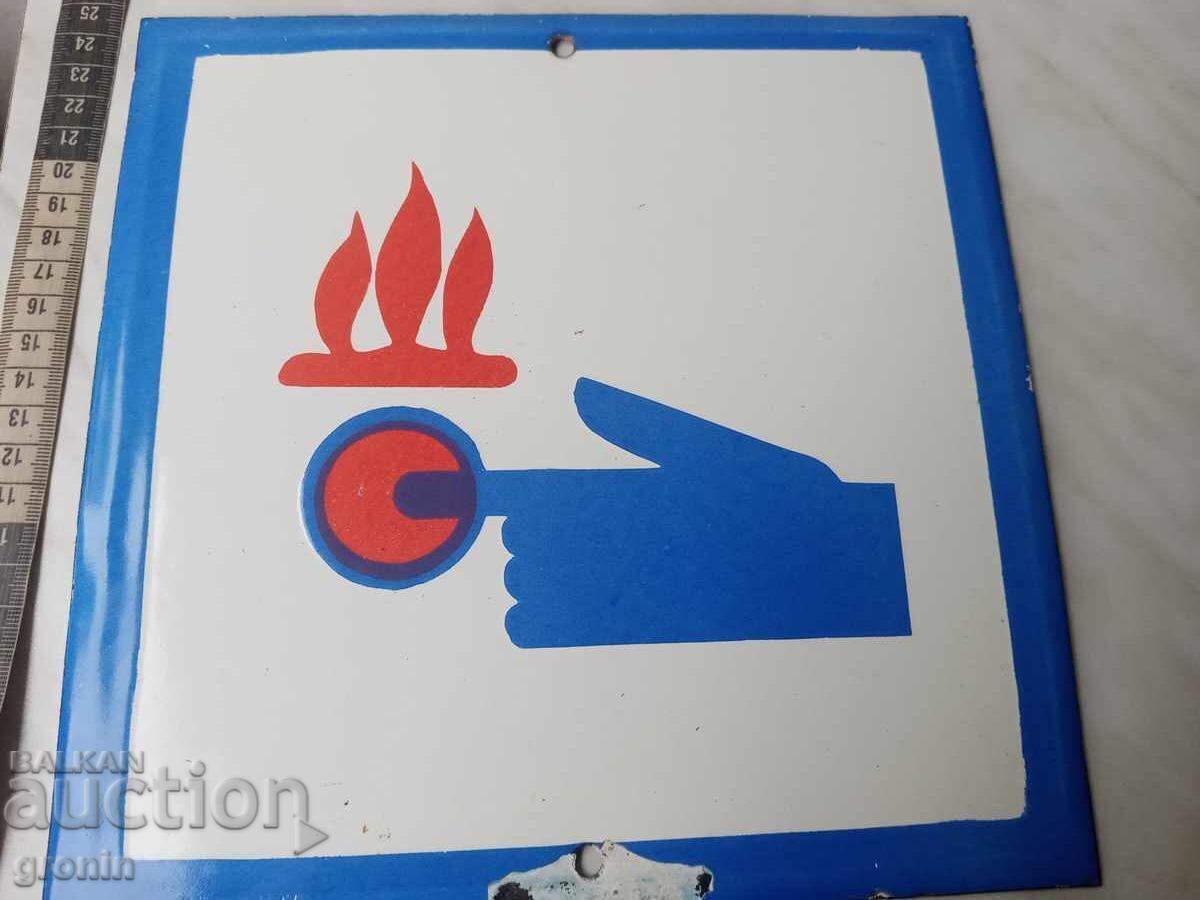 Δημοπρασία Παλιά σμαλτωμένη πινακίδα, Σοσιαλιστική, πατήστε σε περίπτωση πυρκαγιάς