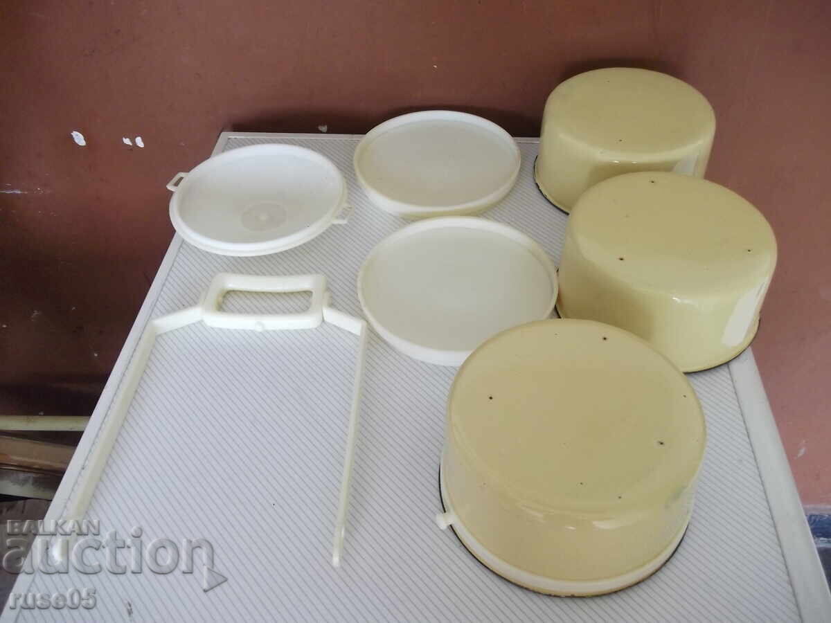 Κομπλέ από 3 τεμ. σμαλτένια κατσαρολάκια για φαγητό από την εποχή του σοσιαλισμού - 5