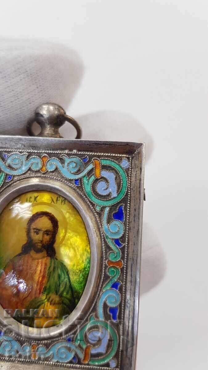 Auction  Rare Russian Imperial Icon Silver with Enamel 84 pr. 19th Century