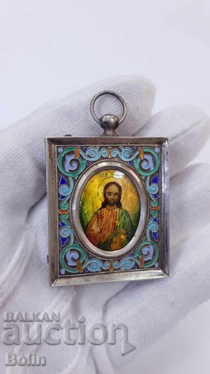 Rare Russian Imperial Icon Silver with Enamel 84 pr. 19th Century - 6