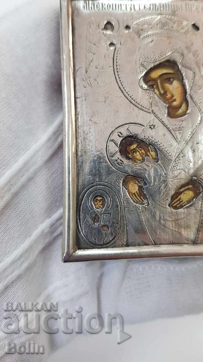 Σπάνια ασημένια ρωσική τσαρική εικόνα 84 πρ. Παναγία 19ος αιώνας με τιμή € 430.00 | 841.01 BGN