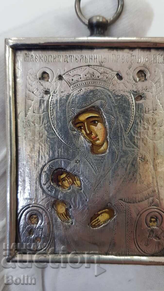 Δημοπρασία Σπάνια ασημένια ρωσική τσαρική εικόνα 84 πρ. Παναγία 19ος αιώνας