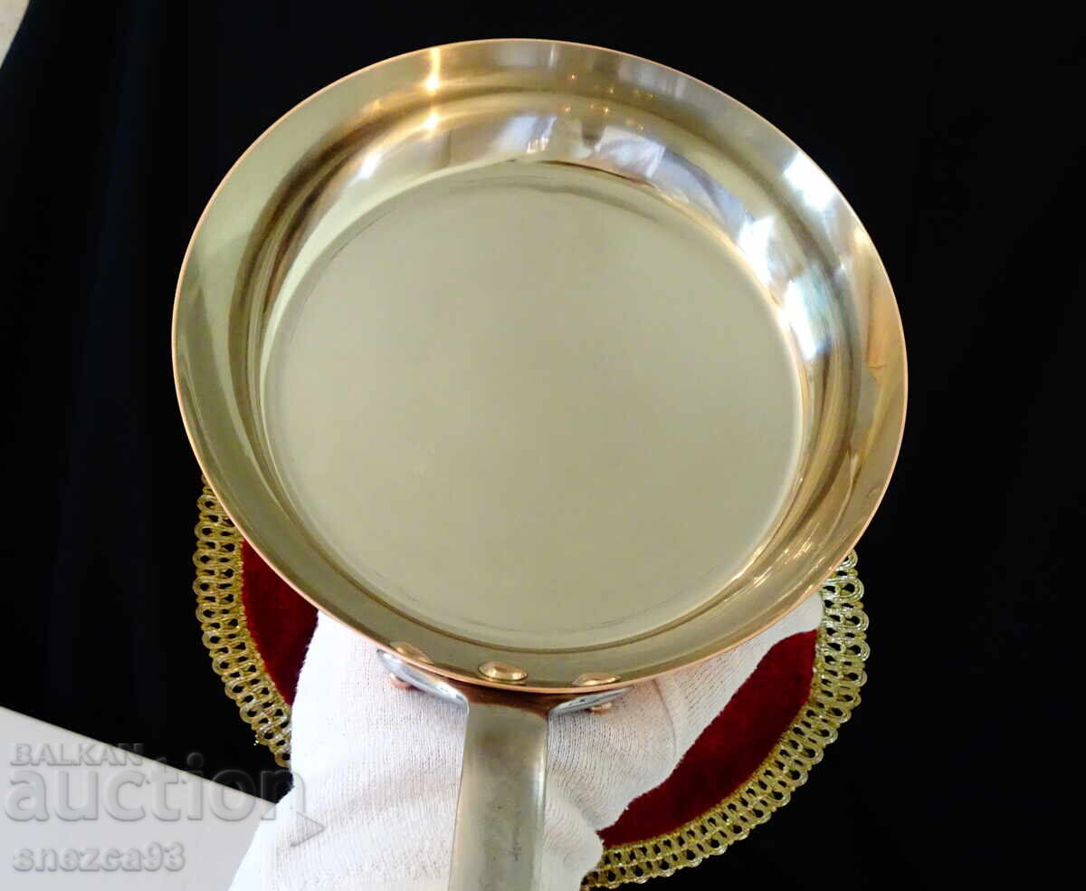 Tigaie de cupru, cupru roșu pur 700 gr., cositorită - 6 Tigaie de cupru, cupru roșu pur 700 gr., cositorită - 6