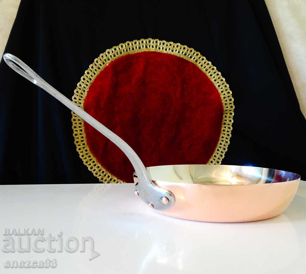 Tigaie de cupru, cupru roșu pur 700 gr., cositorită Tigaie de cupru, cupru roșu pur 700 gr., cositorită