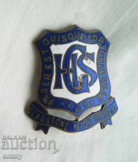 Значка гимназия Гладстоун GHS, Орегон, САЩ. Емайл Значка гимназия Гладстоун GHS, Орегон, САЩ. Емайл