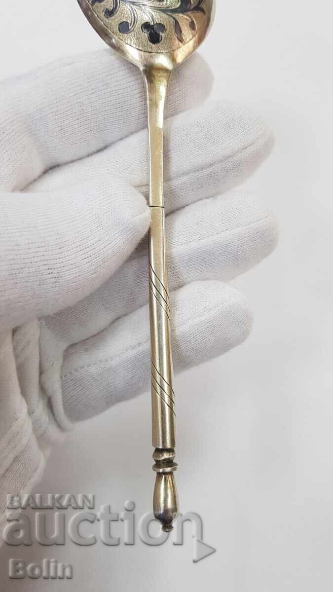 Доставка на Рядка руска царски лъжица сребро, позлата, ниало 84пр.