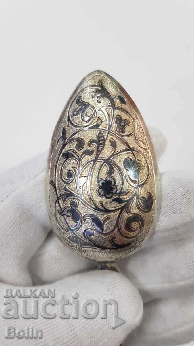 Σπάνιο ρωσικό τσαρικό ασημένιο κουτάλι, επιχρύσωση, νιέλο 84π - 7