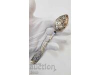 Lingură rară rusească țaristă de argint, aurire, niello 84pr
