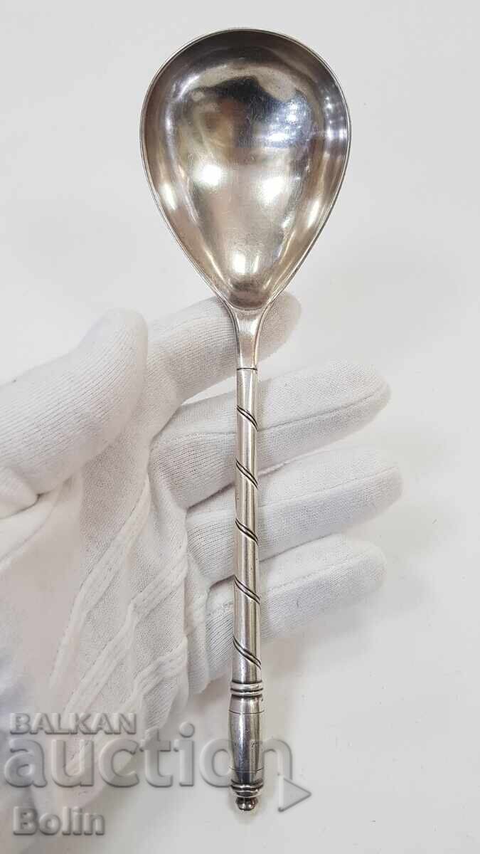 Museum silver Russian Tsar spoon 84 pr. 1866 cherubs - 7