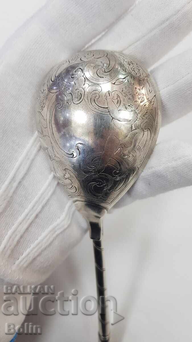 Museum silver Russian Tsar spoon 84 pr. 1866 cherubs