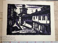 Трявна,Тома Томов, стара цв. авторска литография, перфектна