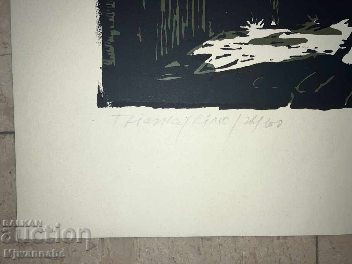 Δημοπρασία Tryavna, Toma Tomov, παλιά έγχρωμη αυθεντική λιθογραφία, άριστη Δημοπρασία Tryavna, Toma Tomov, παλιά έγχρωμη αυθεντική λιθογραφία, άριστη