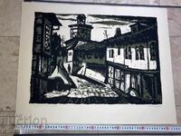 Tryavna, Toma Tomov, litografie colorată veche, originală, perfectă
