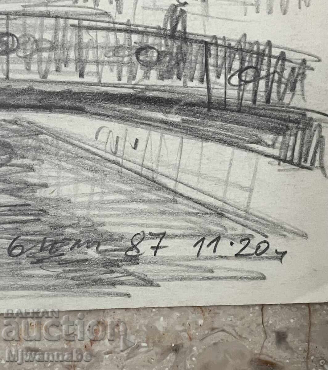 Άγγελος Μπότεφ, Παλιό σκίτσο με μολύβι με τιμή 10.00 BGN | € 5.11