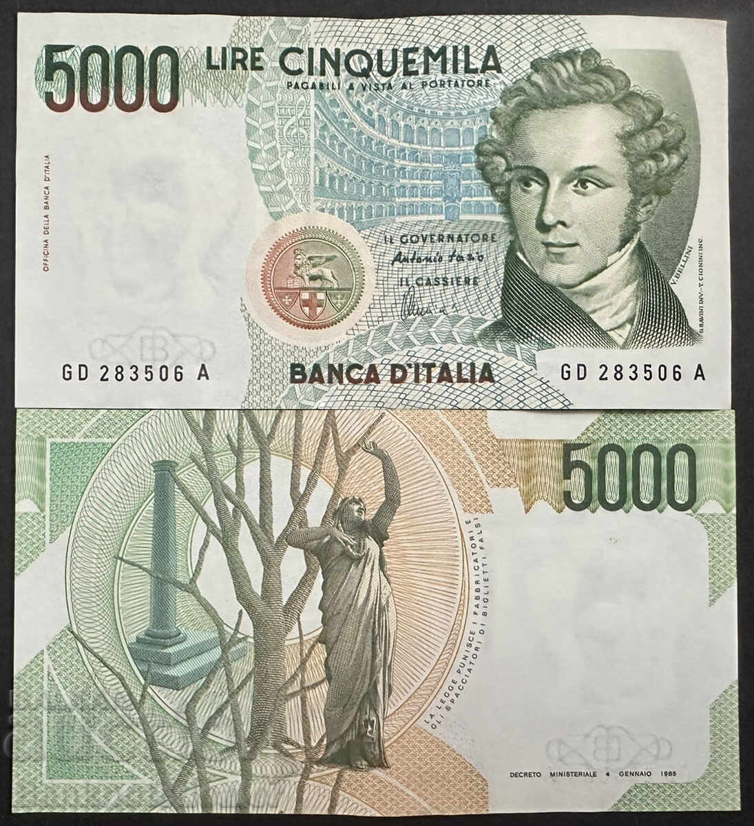 Italy 5000 Lire 1985 Pick 111 Ref  3506