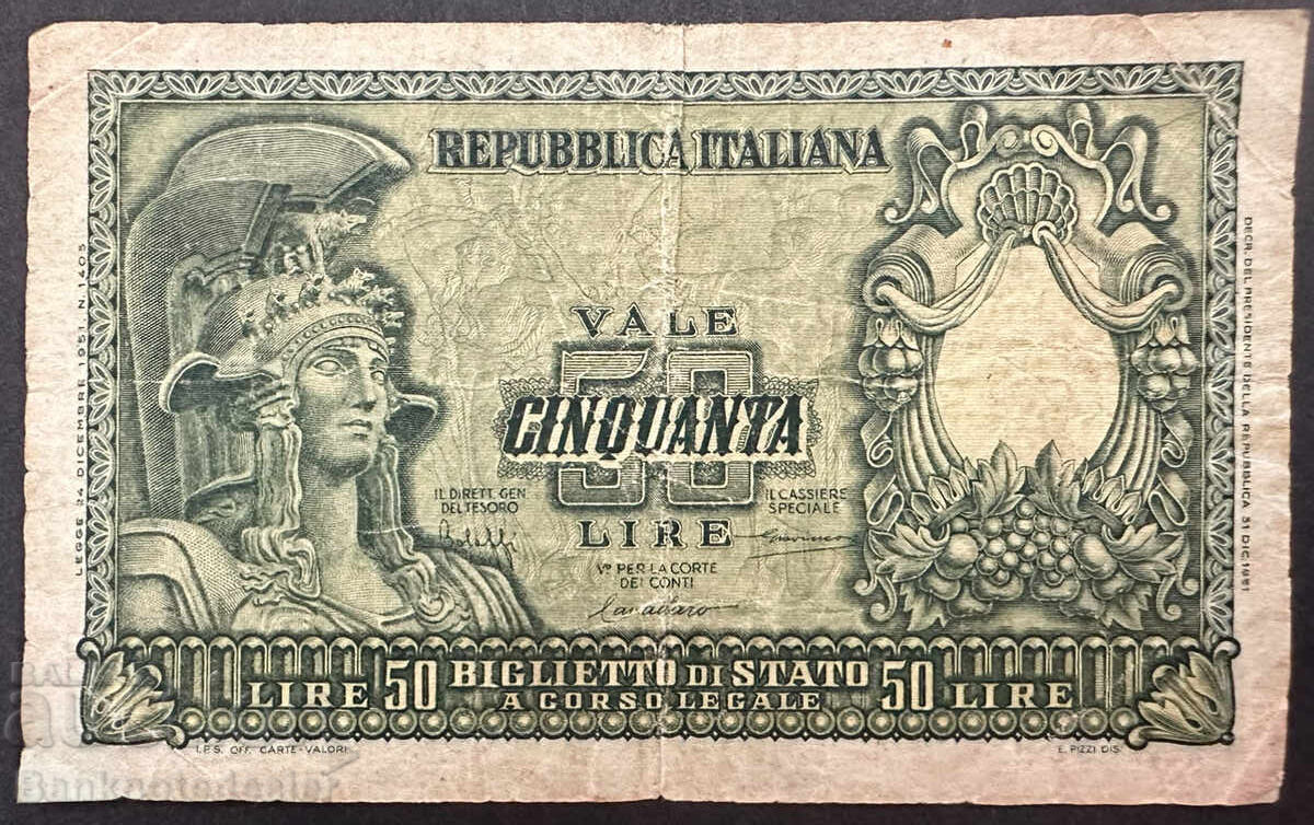 Italia 50 Lire 1951 Pick 91 Ref 2667 Italia 50 Lire 1951 Pick 91 Ref 2667