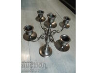 №*8066 Sfeșnic metalic vechi cu cinci locuri