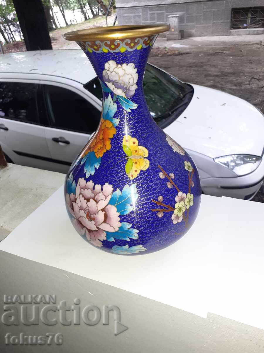 Μεγάλο παλιό βάζο Cloisonné - μπρούτζος - 6