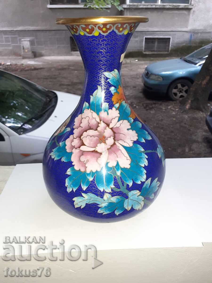 Μεγάλο παλιό βάζο Cloisonné - μπρούτζος