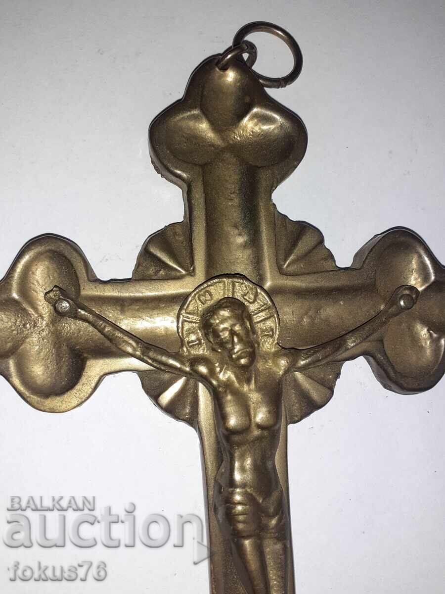 Delivery of Large Antique Bronze Cross Crucifix Religion Delivery of Large Antique Bronze Cross Crucifix Religion