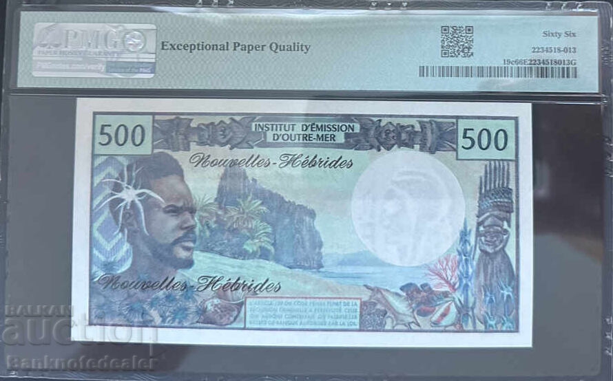New Hebrides 500 Francs 1979 Pick 19c PMG 66 with price 175.00 BGN | € 89.48