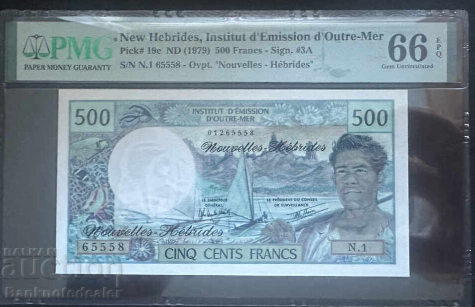 New Hebrides 500 Francs 1979 Pick 19c PMG 66