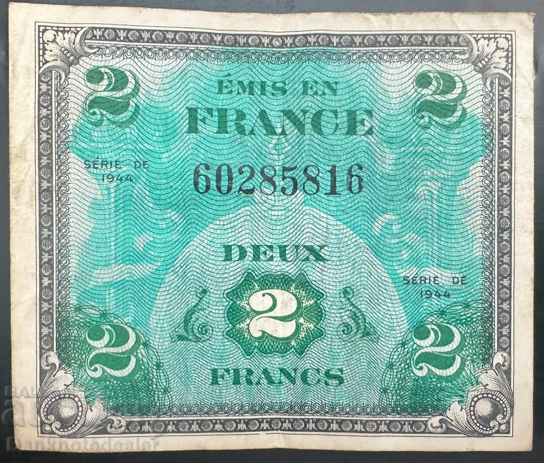 Franța Militară Aliată 2 Franci 1944 Pick 114 Ref 4204