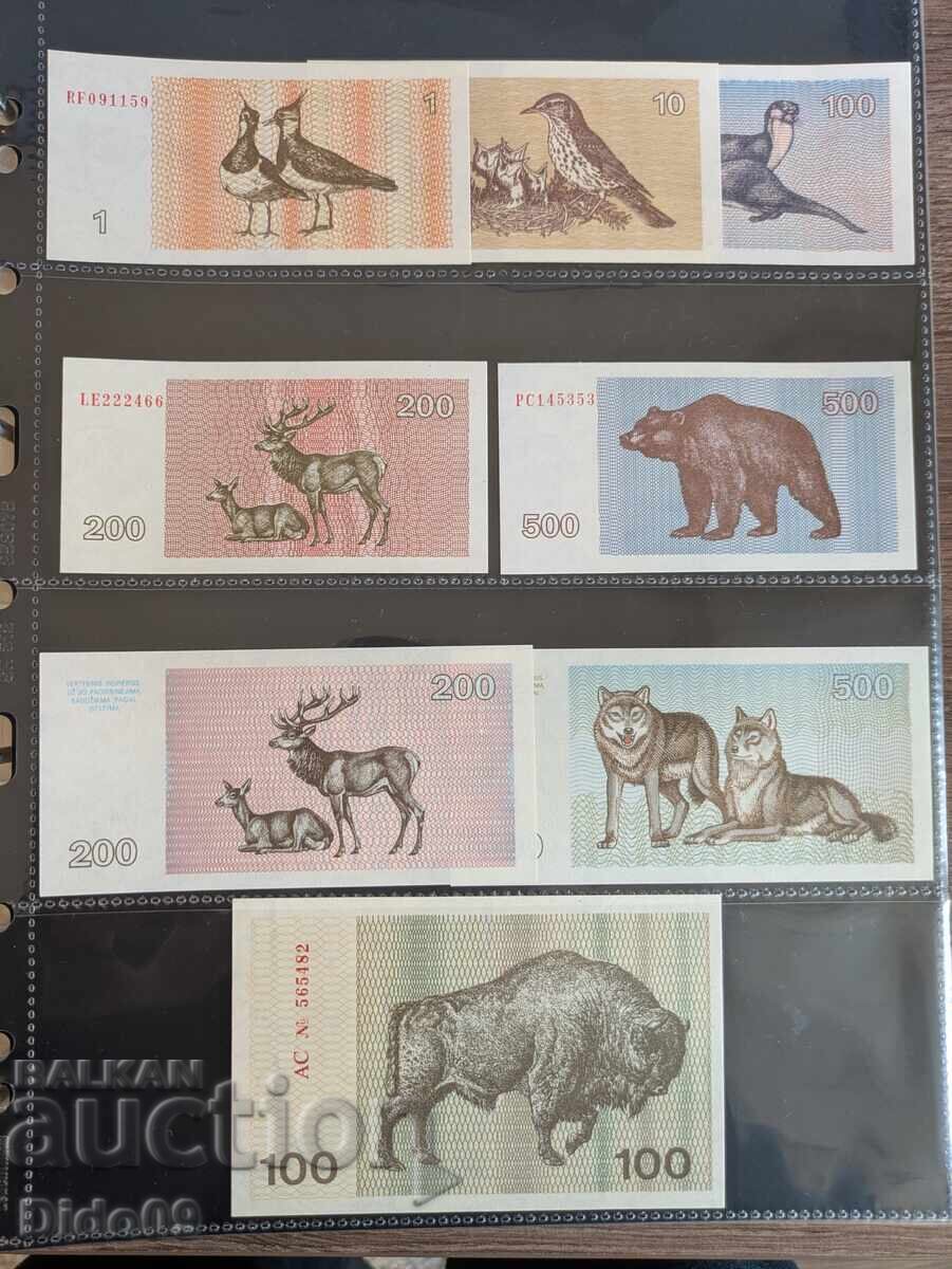 Lot of Lithuanian banknotes