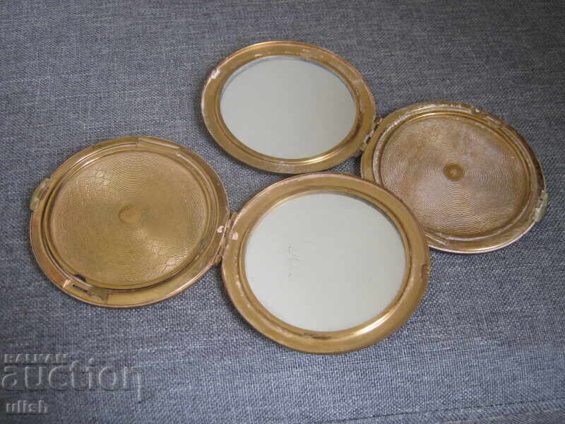 Auction  2 pcs. old bronze powder compacts with mirror