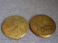 2 pcs. old bronze powder compacts with mirror