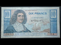 French Reunion 10 Francs 1947 Pick 42 Ref 9633
