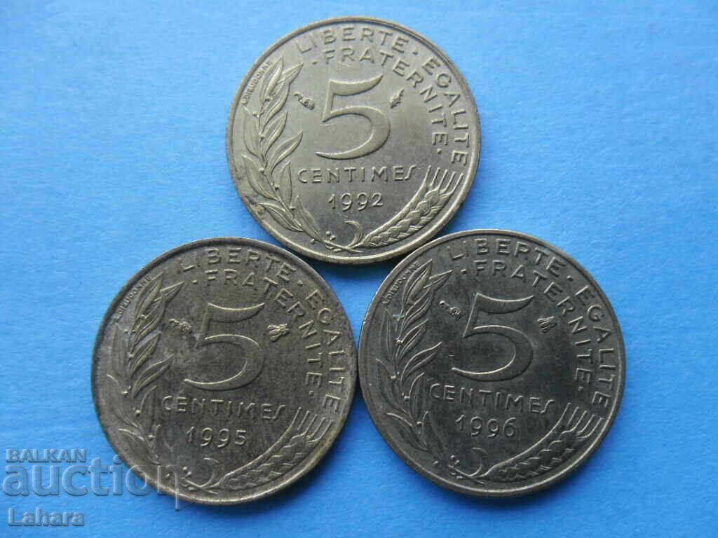 5 сантима 1992 , 1995 , 1996 г. Франция