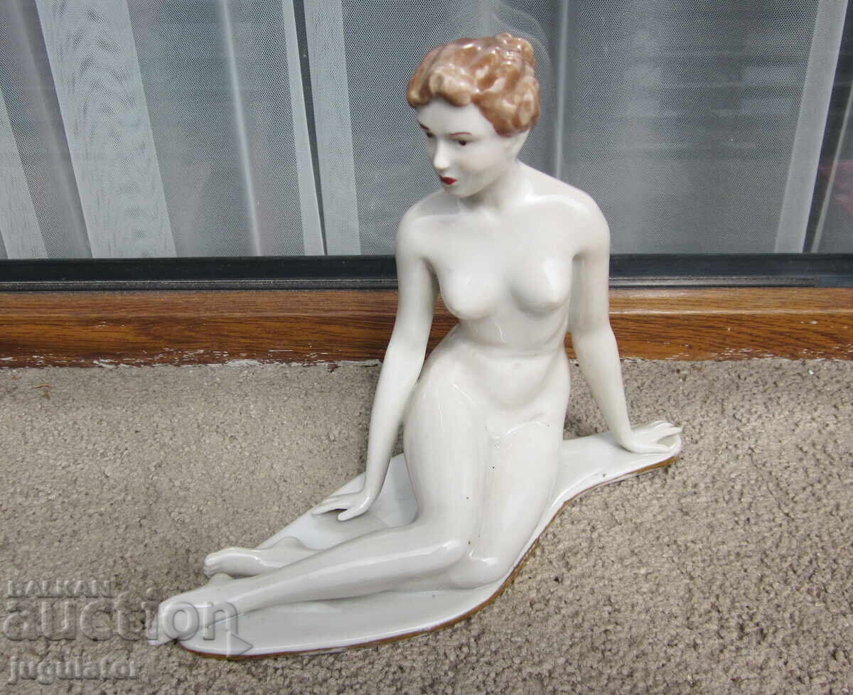 Auction Old Bulgarian porcelain figurine of a nude woman SIP Auction Old Bulgarian porcelain figurine of a nude woman SIP