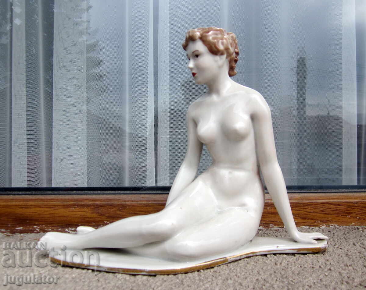 Old Bulgarian porcelain figurine of a nude woman SIP Old Bulgarian porcelain figurine of a nude woman SIP