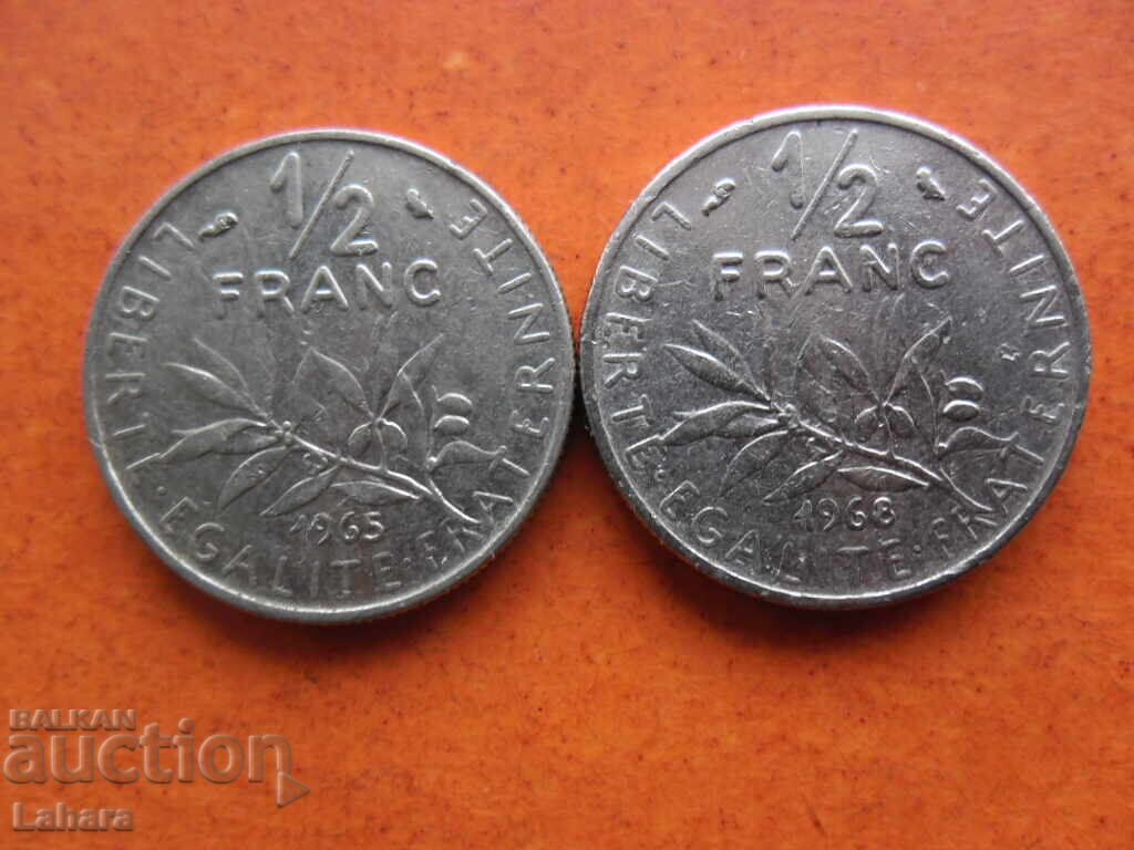 1/2 φράγκου 1965, 1968 g. Γαλλία 1/2 φράγκου 1965, 1968 g. Γαλλία